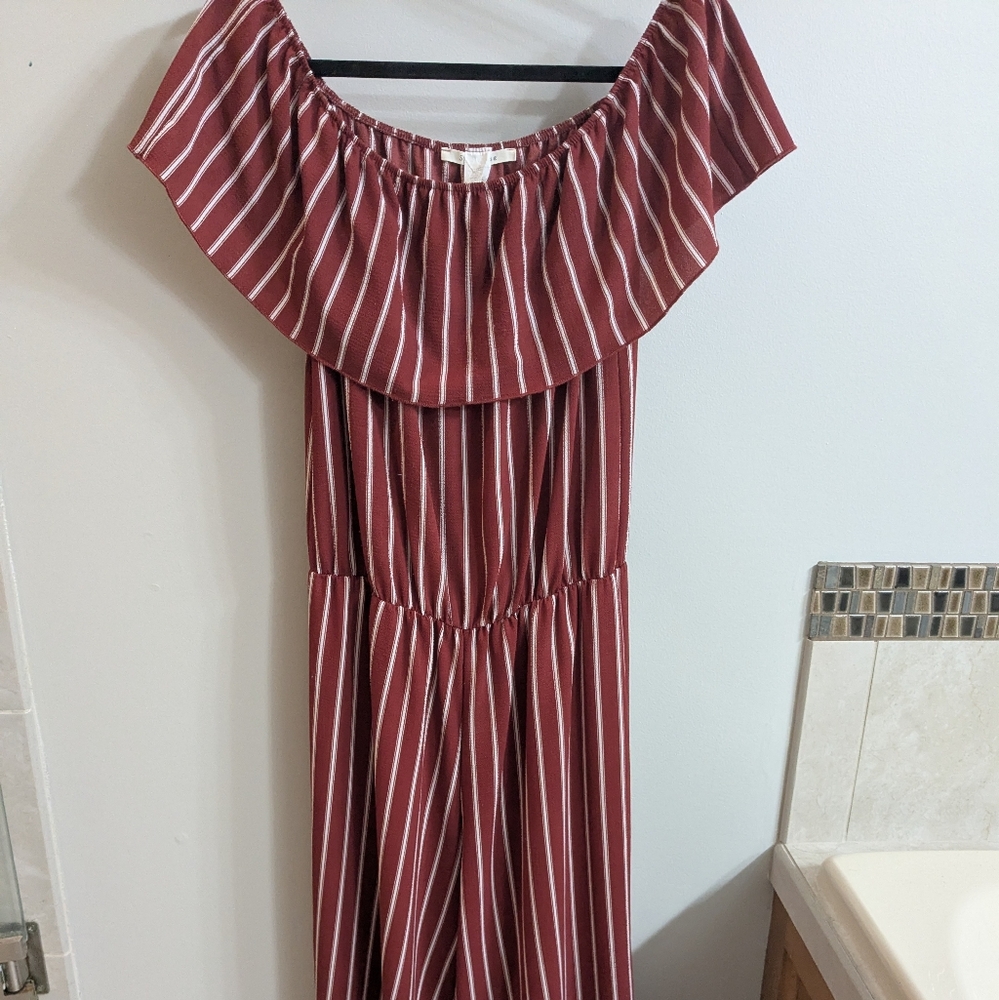 Striped Burgundy Jumpsuit